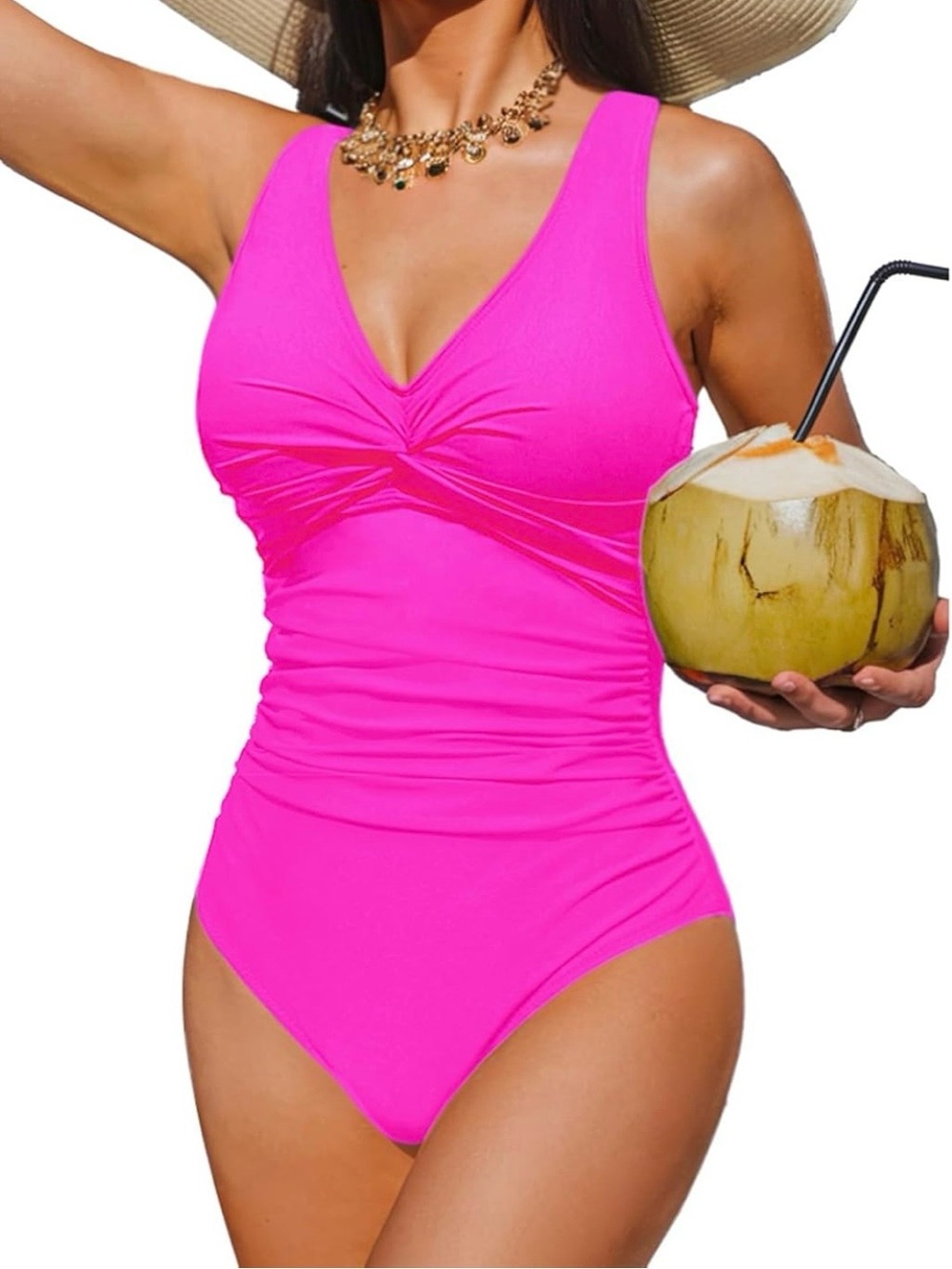 Women's Tummy Control One Piece Swimsuit Push Up Full Coverage Bathing Suit